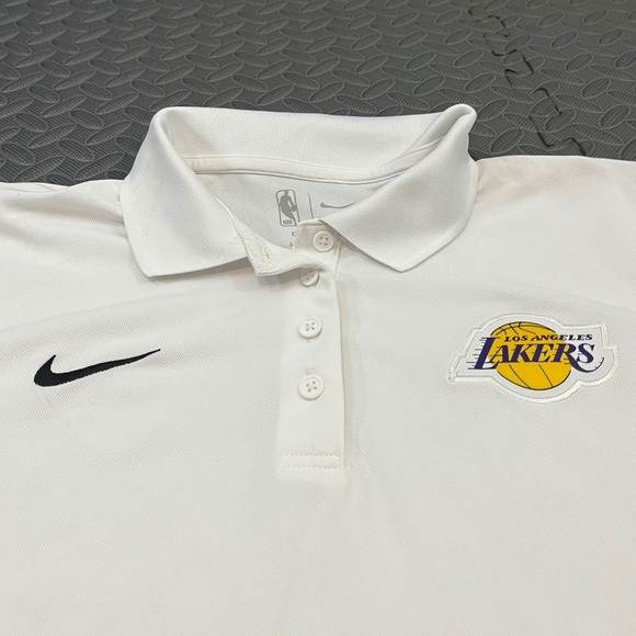 Nike Tops - Nike Polo Shirt Womens L White Los Angeles Lakers NBA Dri-Fit Short Sleeve